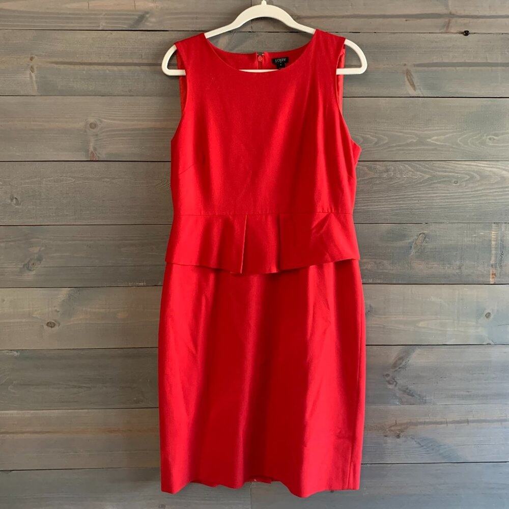 J.CREW | Women’s Red Peplum Knee Length Cocktail Sheath Dress Sz 12